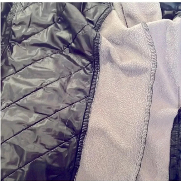 REEBOK FULL ZIP MOCK NECK QUILTED FLEECE LINED BLACK/ GREY ATHLETIC JACKET SMALL - Picture 7 of 13